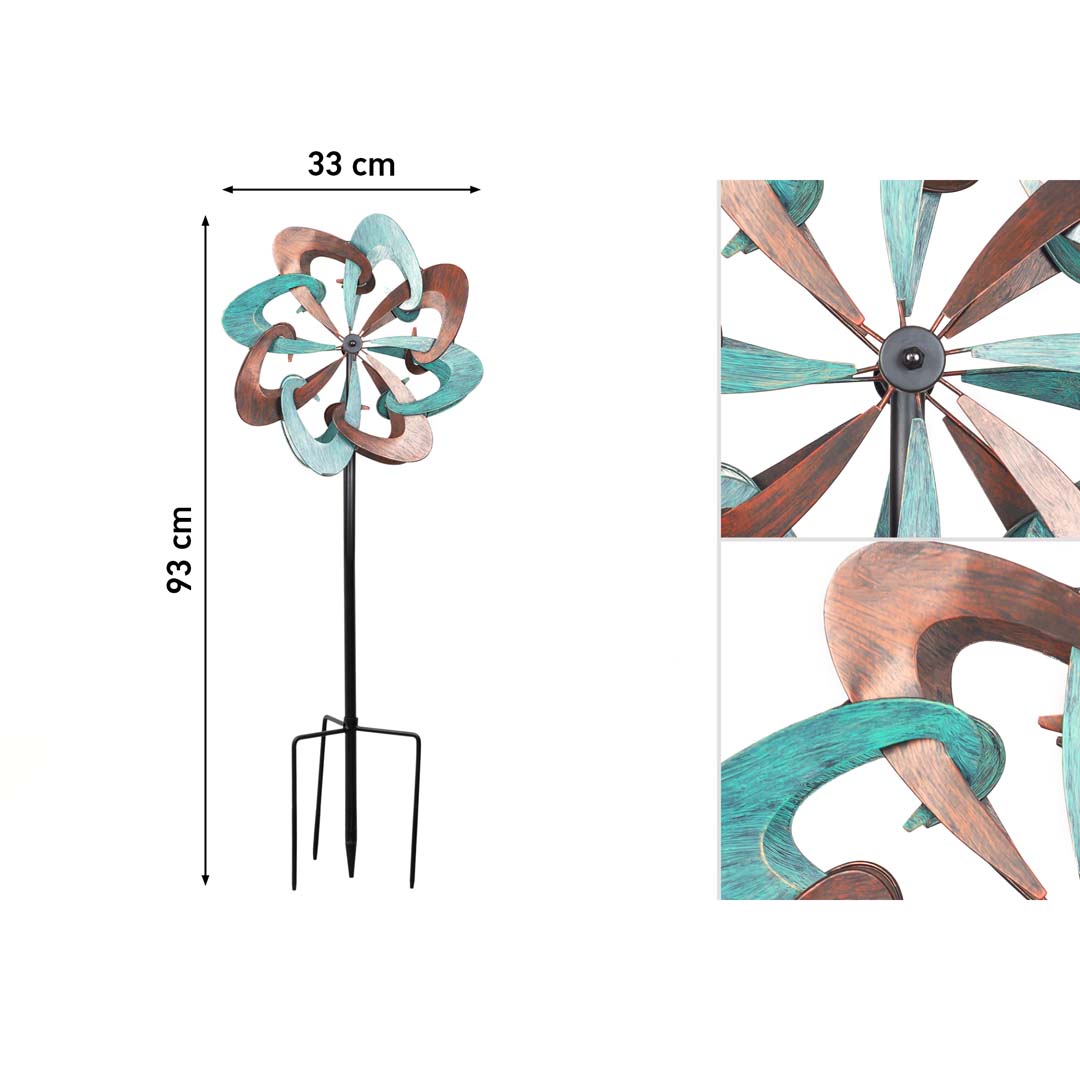Kinetic Art: Metal Wind Spinner: Copper Swirl Duett