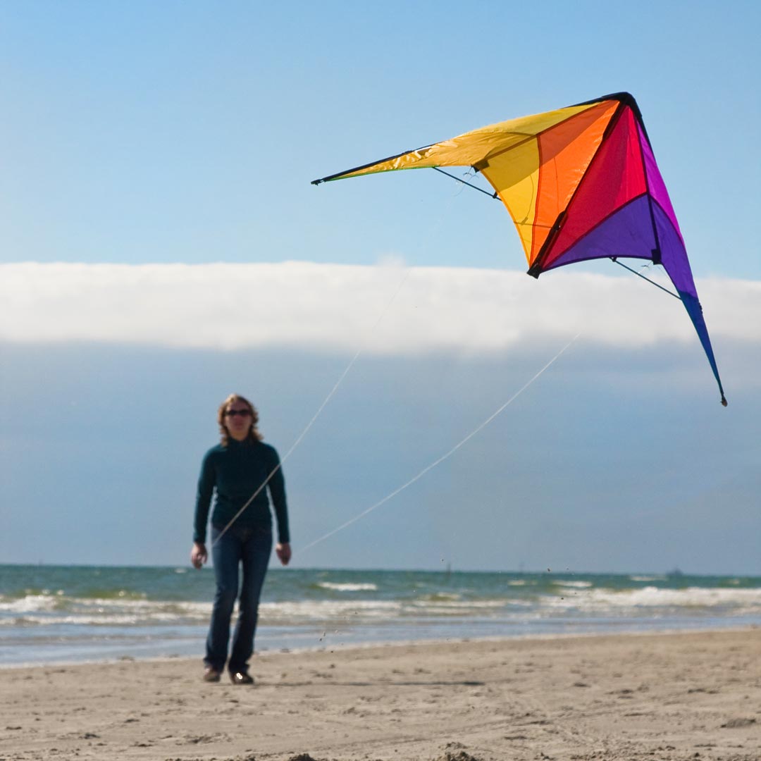 HQ Kites Beach and Fun Calypso II Radical- Beginner Stunt Kite - 43 Inch  Dual - Line Sport Kite, Color: Rainbow - Active Outdoor Fun for Ages 8  Years