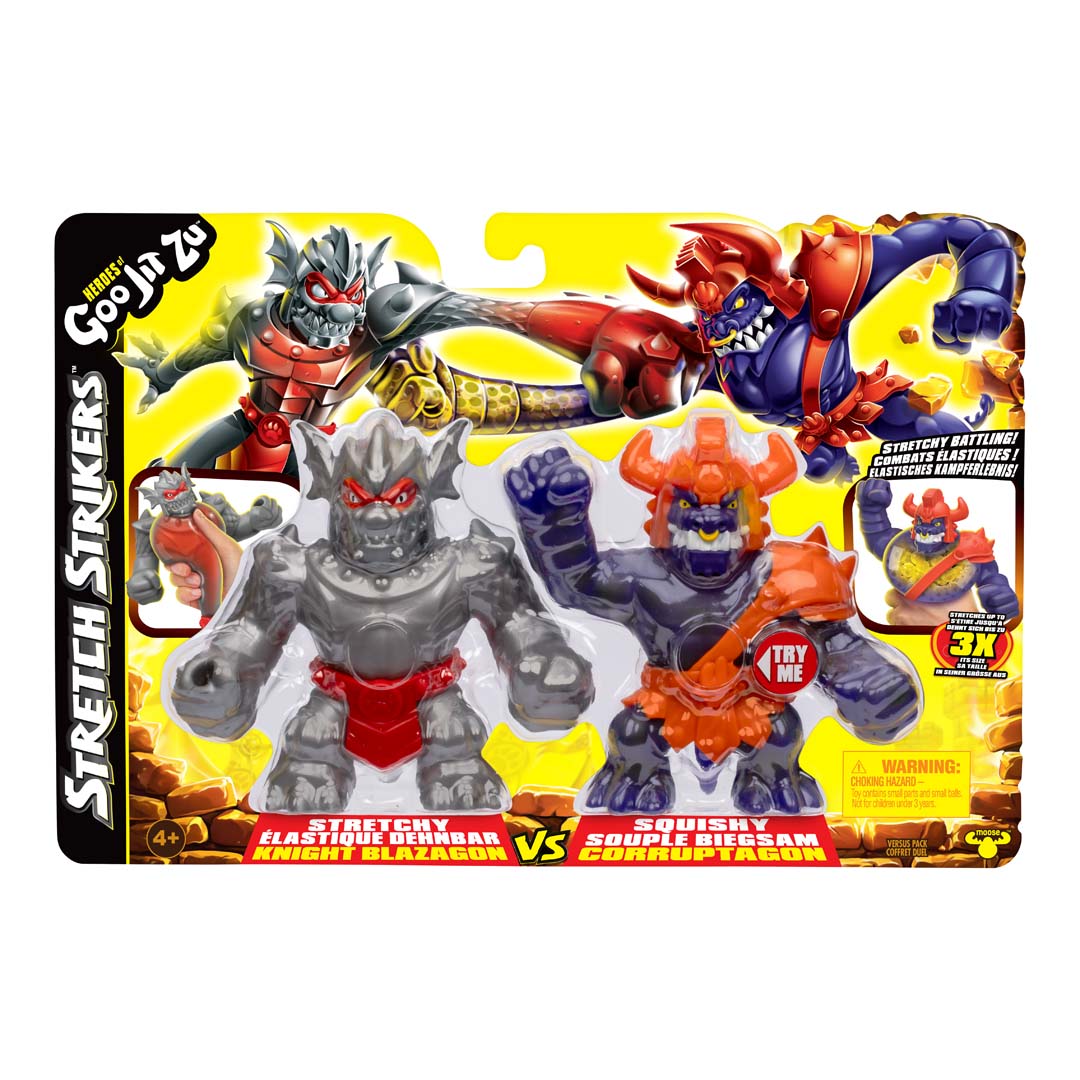 Heroes Of Goo Jit Zu Stretch Strikers Deluxe Hero Pack Blazagon, Action Figure Elastica 14cm Con Suoni E Armi