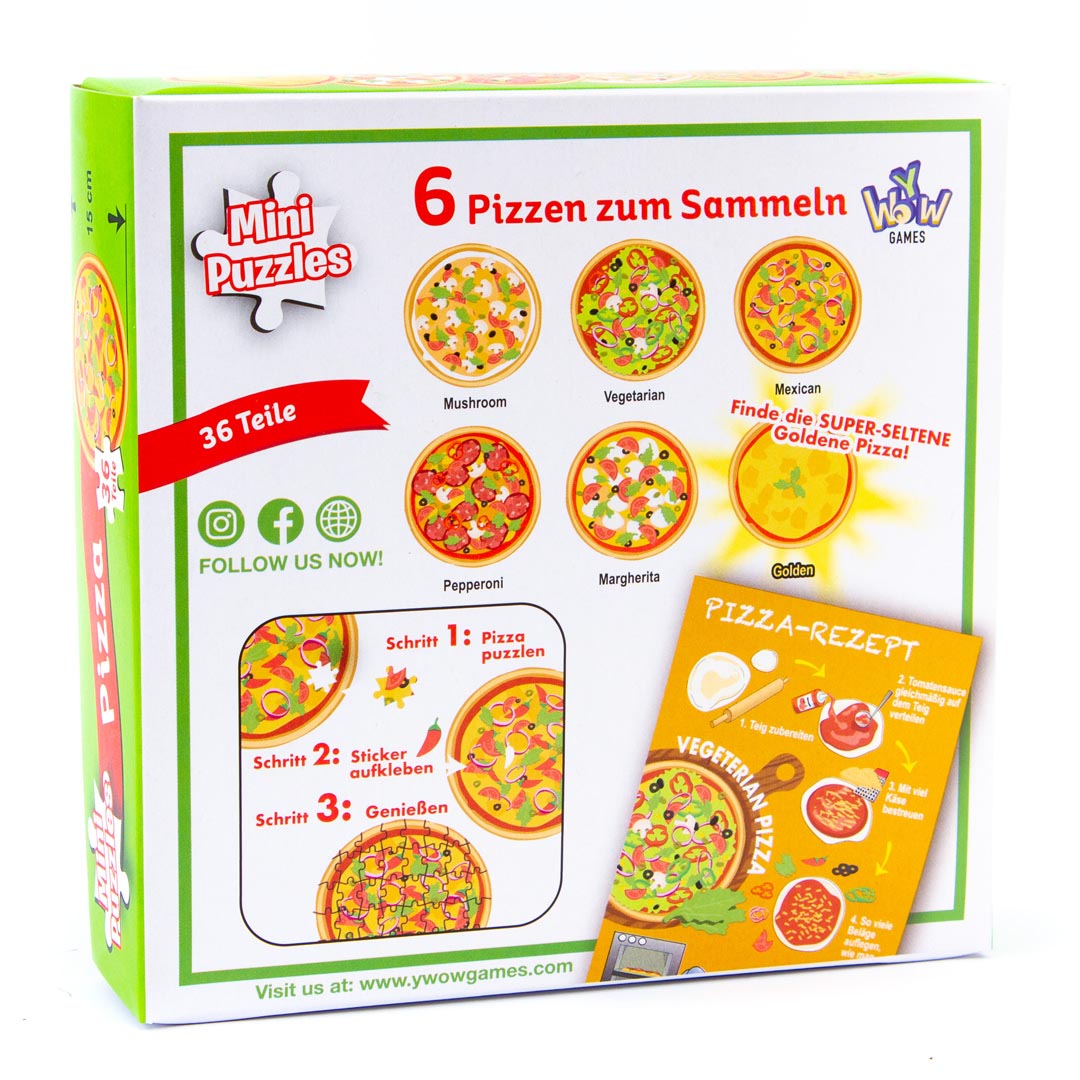 YWOW Games Mini Puzzles Pizza 6 Different Designs